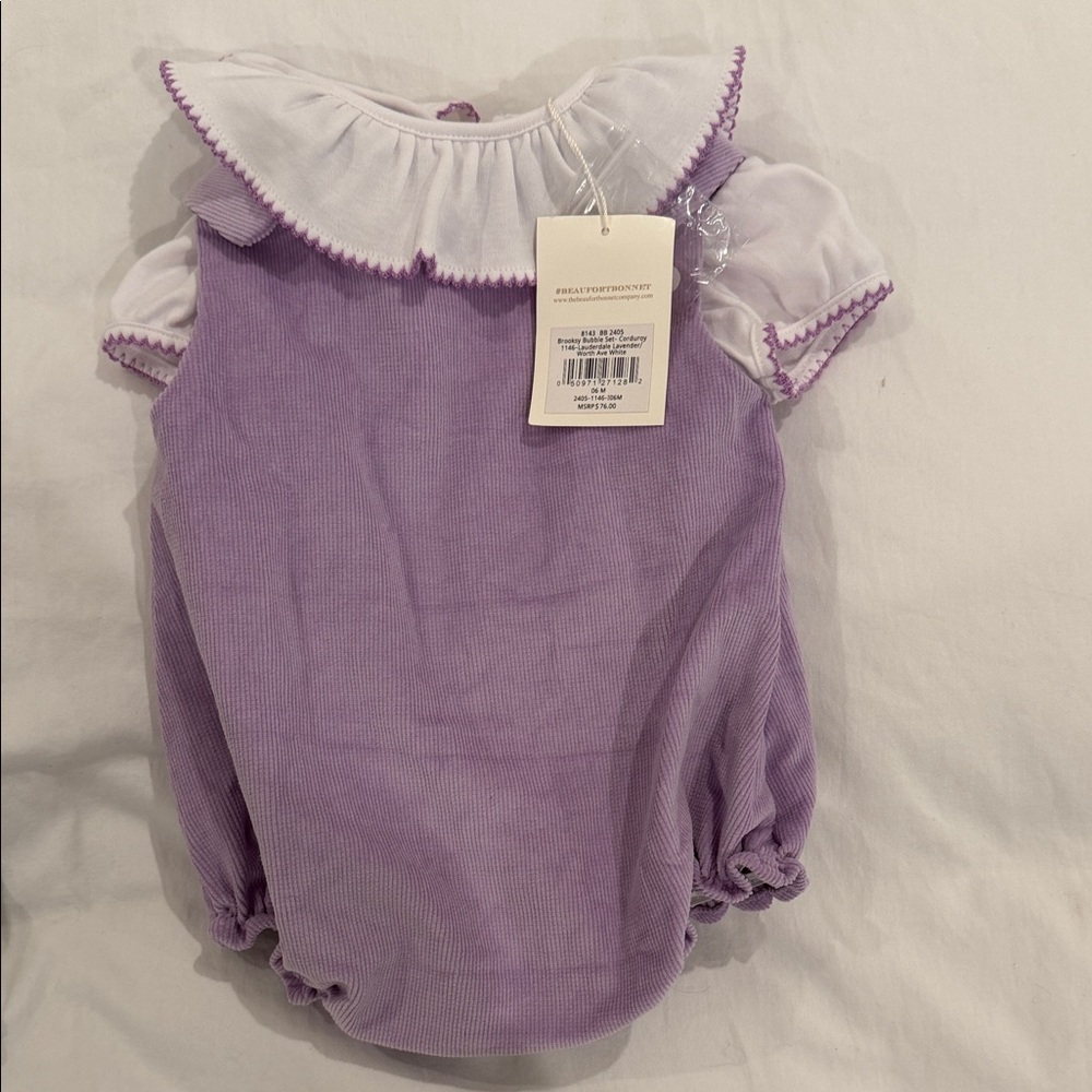 The Beaufort Bonnet Company Lilac & White Ruffle Collar One-Piece